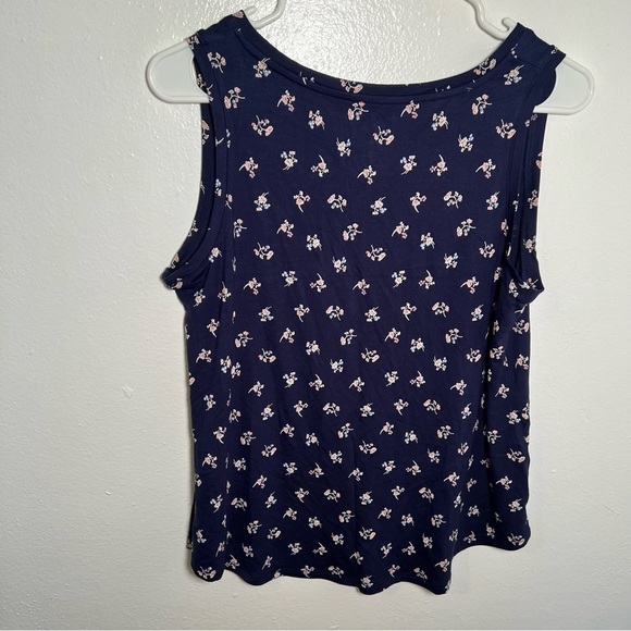 Dip V-Neck Swing Tank Top Navy Blue Floral - Picture 6 of 8